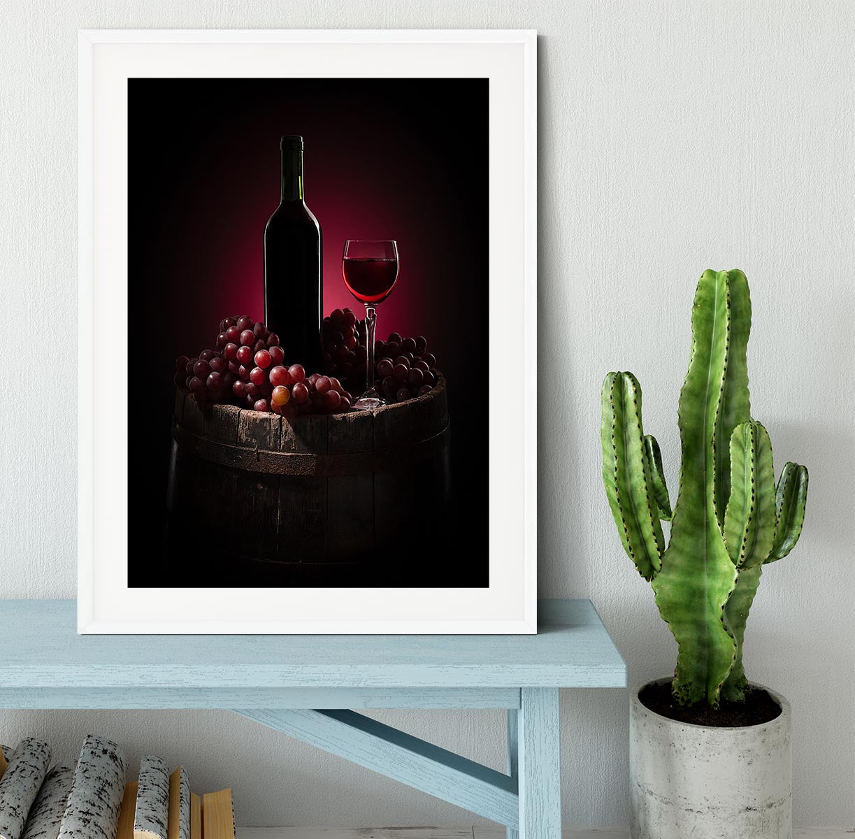 Red Wine With Grapes Framed Print - Canvas Art Rocks - 5