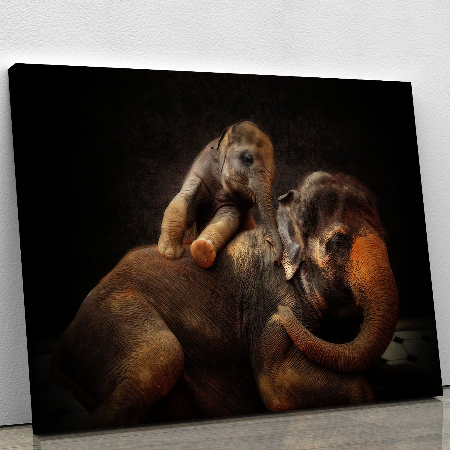 Mother And Baby Elephants Canvas Print or Poster - Canvas Art Rocks - 1