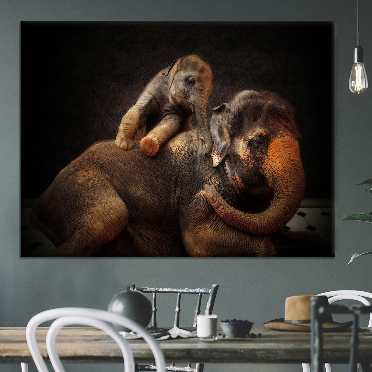 Mother And Baby Elephants Canvas Print or Poster - Canvas Art Rocks - 3