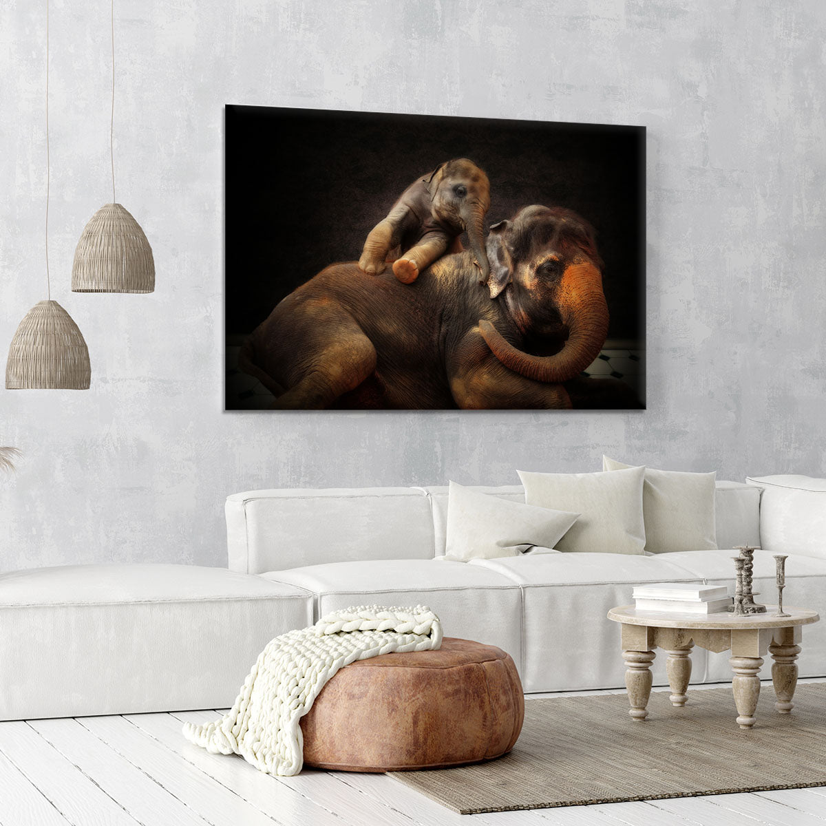 Mother And Baby Elephants Canvas Print or Poster - Canvas Art Rocks - 6