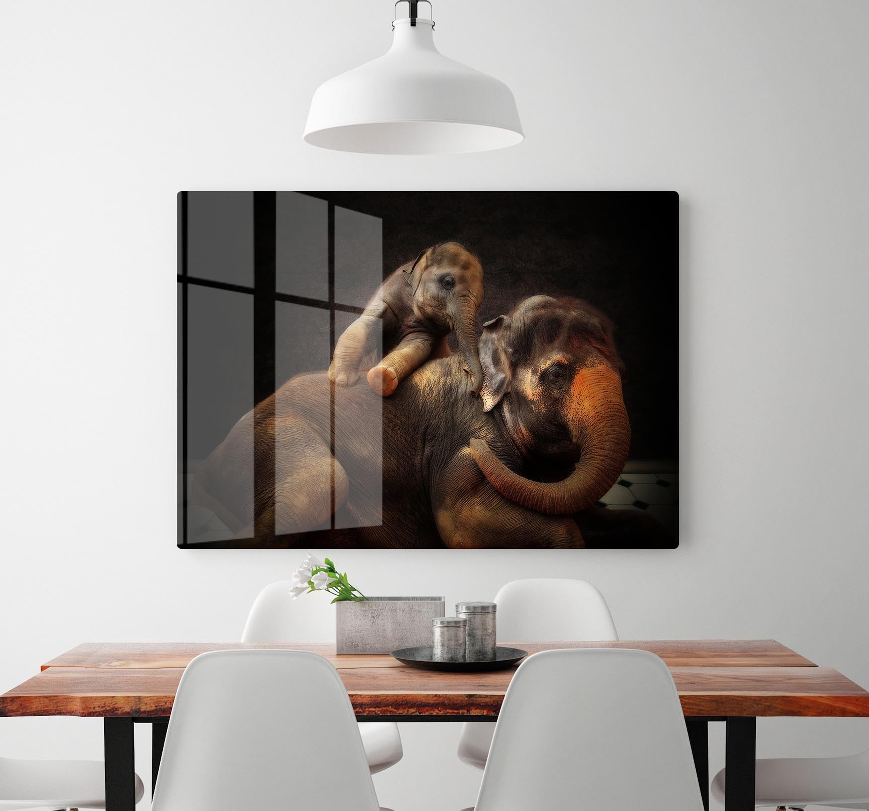 Mother And Baby Elephants HD Metal Print - Canvas Art Rocks - 2