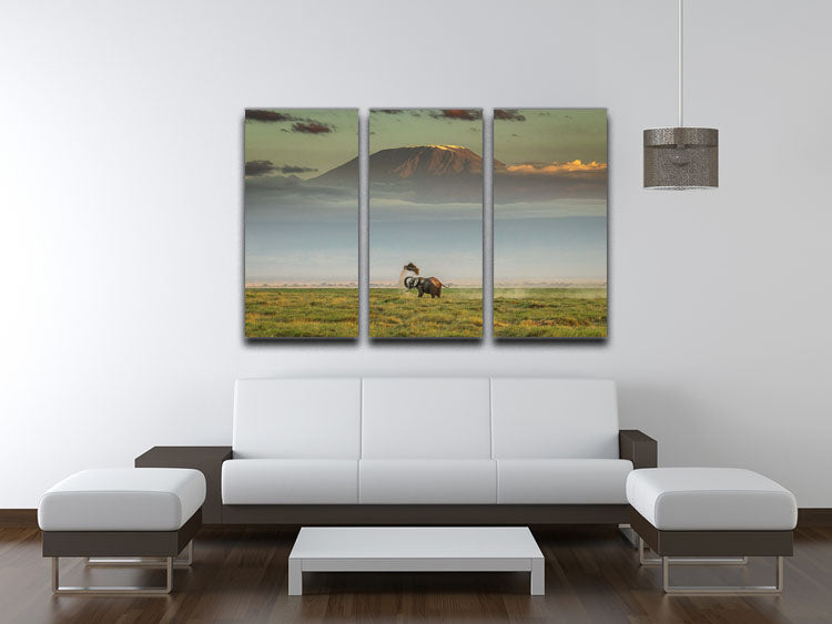 An Elephant Playing In The Dirt 3 Split Panel Canvas Print - Canvas Art Rocks - 3