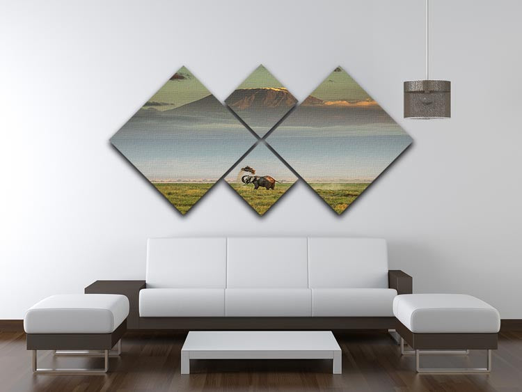 An Elephant Playing In The Dirt 4 Square Multi Panel Canvas - Canvas Art Rocks - 3