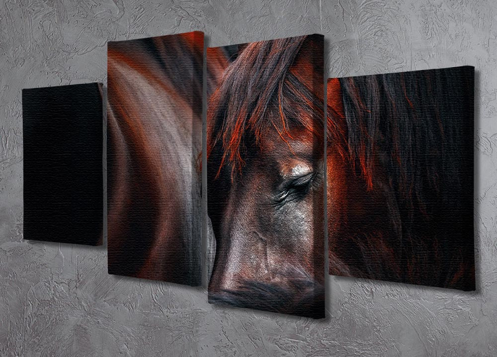 Horses Sleep In A Huddle 4 Split Panel Canvas - Canvas Art Rocks - 2