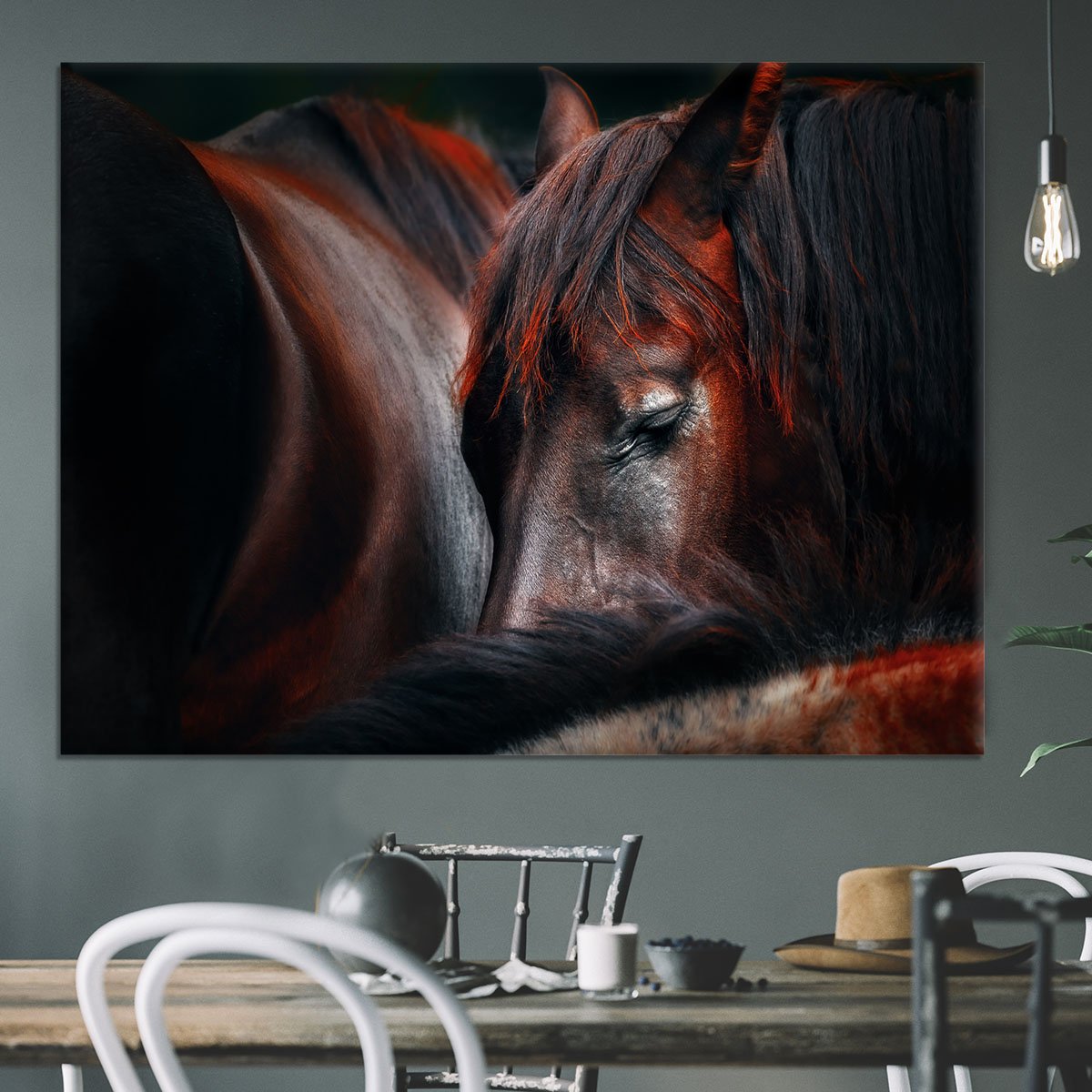 Horses Sleep In A Huddle Canvas Print or Poster - Canvas Art Rocks - 3