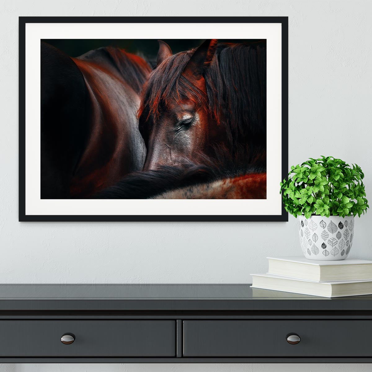 Horses Sleep In A Huddle Framed Print - Canvas Art Rocks - 1