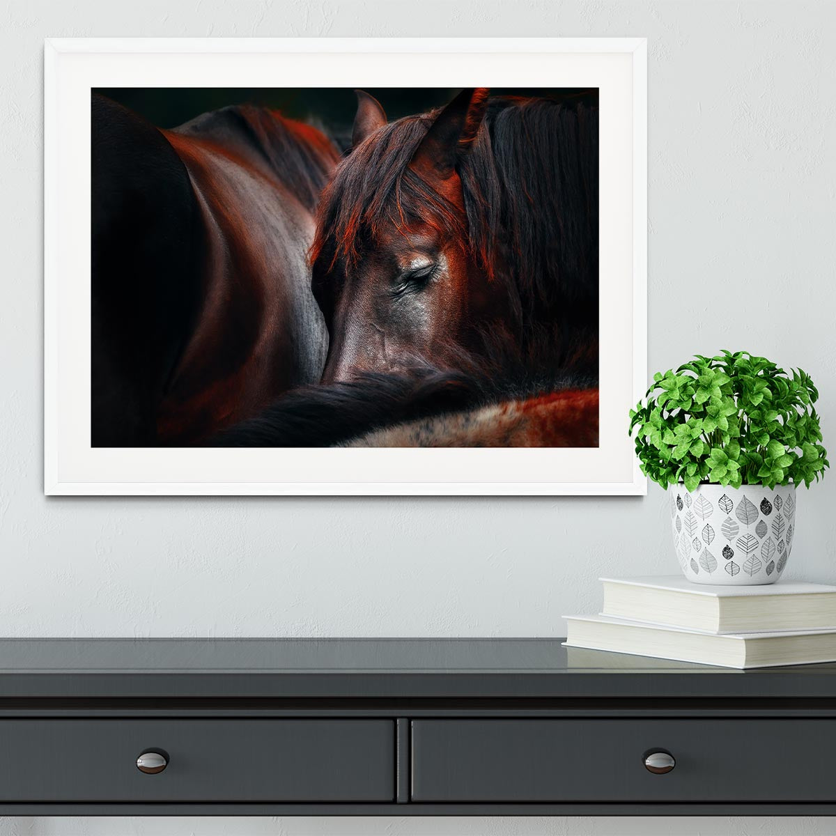 Horses Sleep In A Huddle Framed Print - Canvas Art Rocks - 5