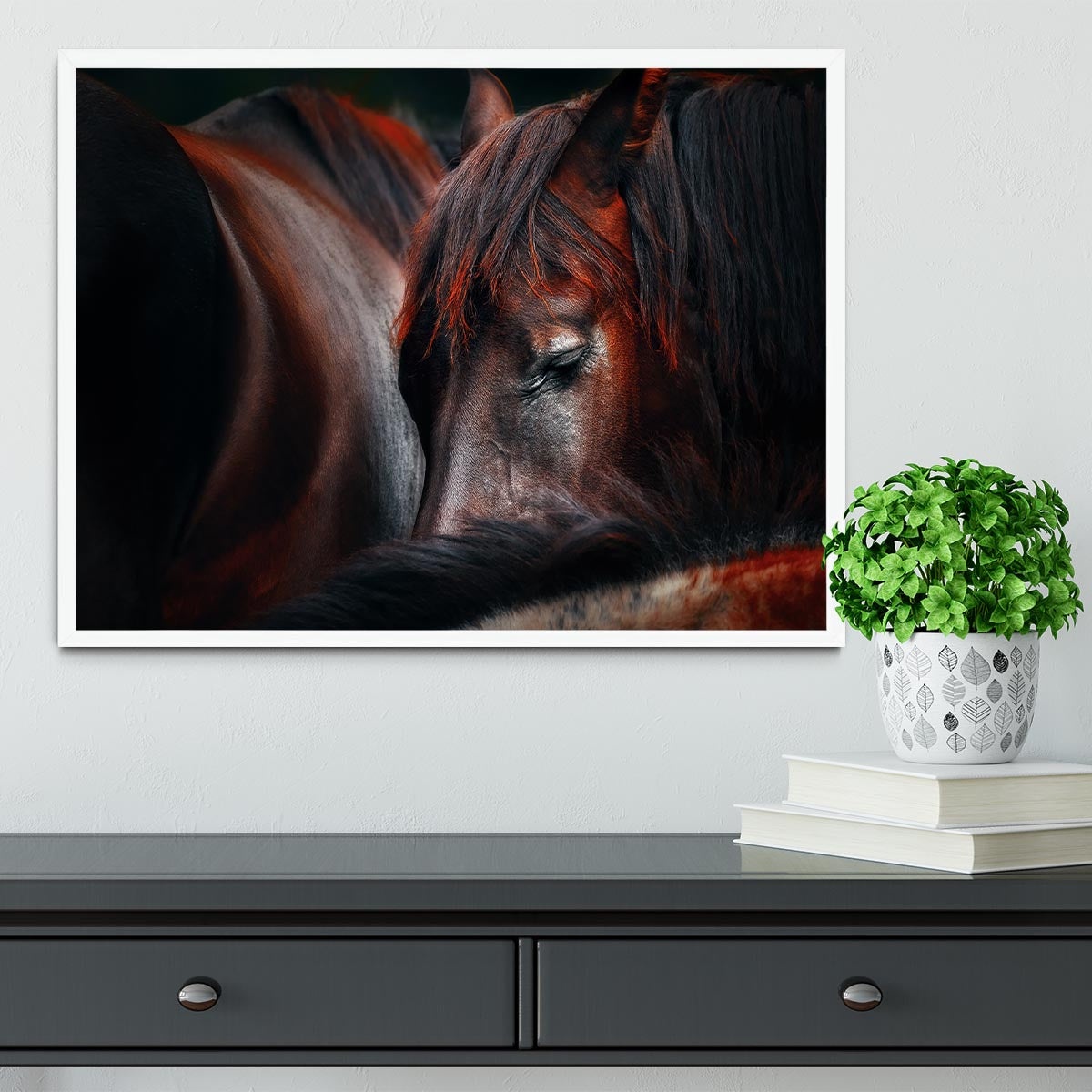 Horses Sleep In A Huddle Framed Print - Canvas Art Rocks -6