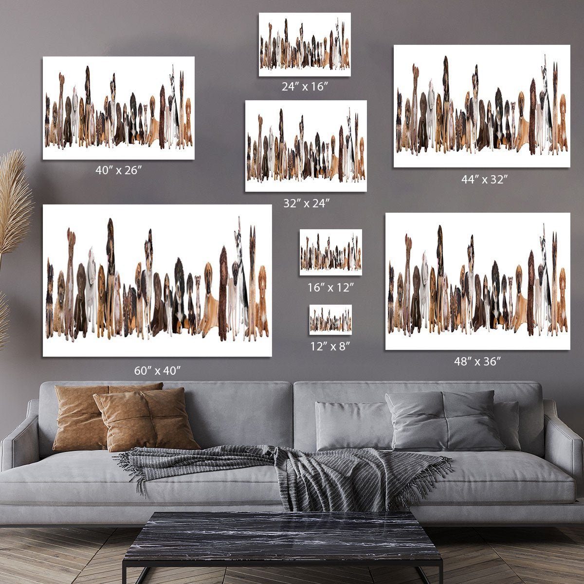 22 puppy dogs in a row in front of a white background Canvas Print or Poster