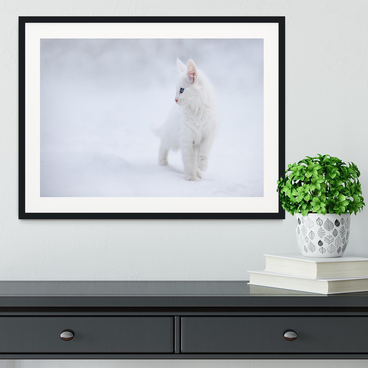 Kitten White as Snow Framed Print - Canvas Art Rocks - 1