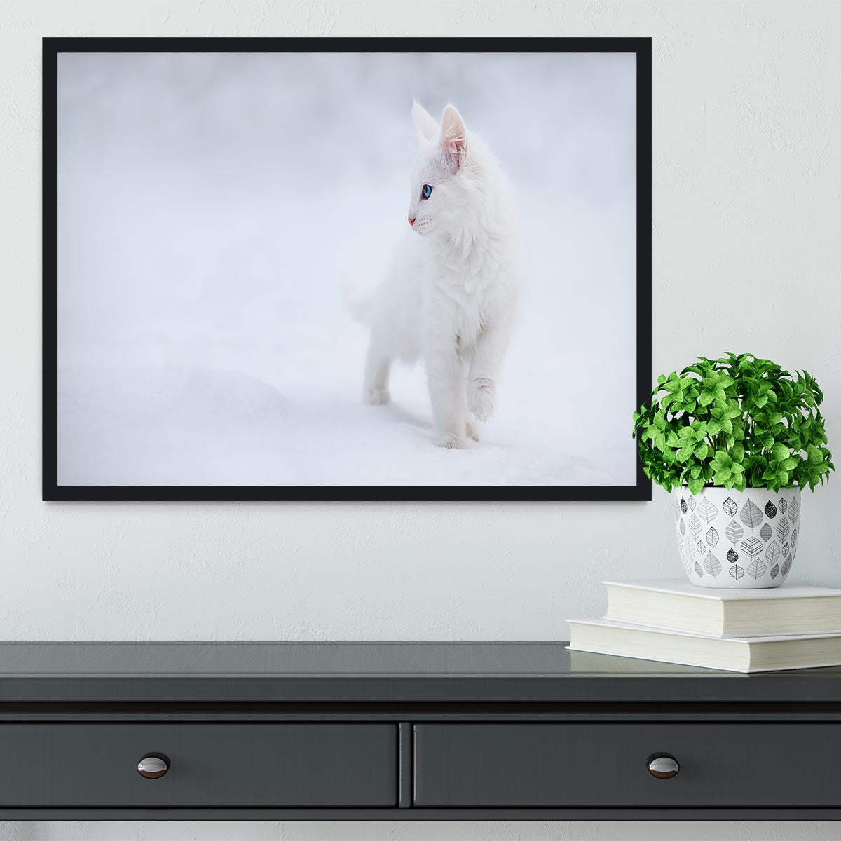 Kitten White as Snow Framed Print - Canvas Art Rocks - 2
