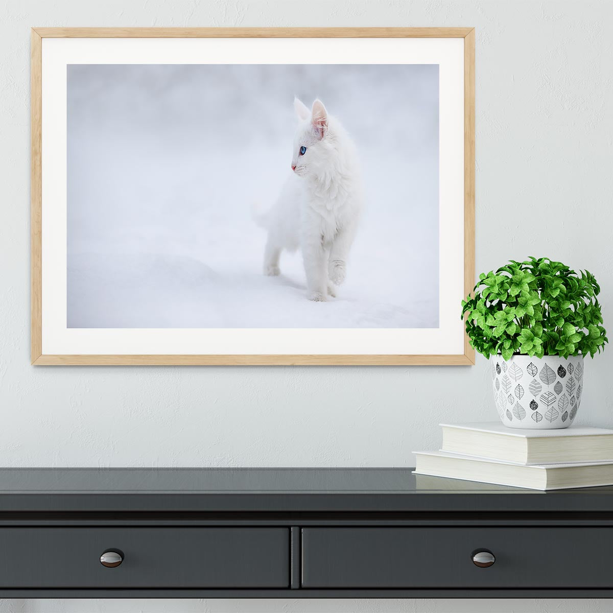 Kitten White as Snow Framed Print - Canvas Art Rocks - 3