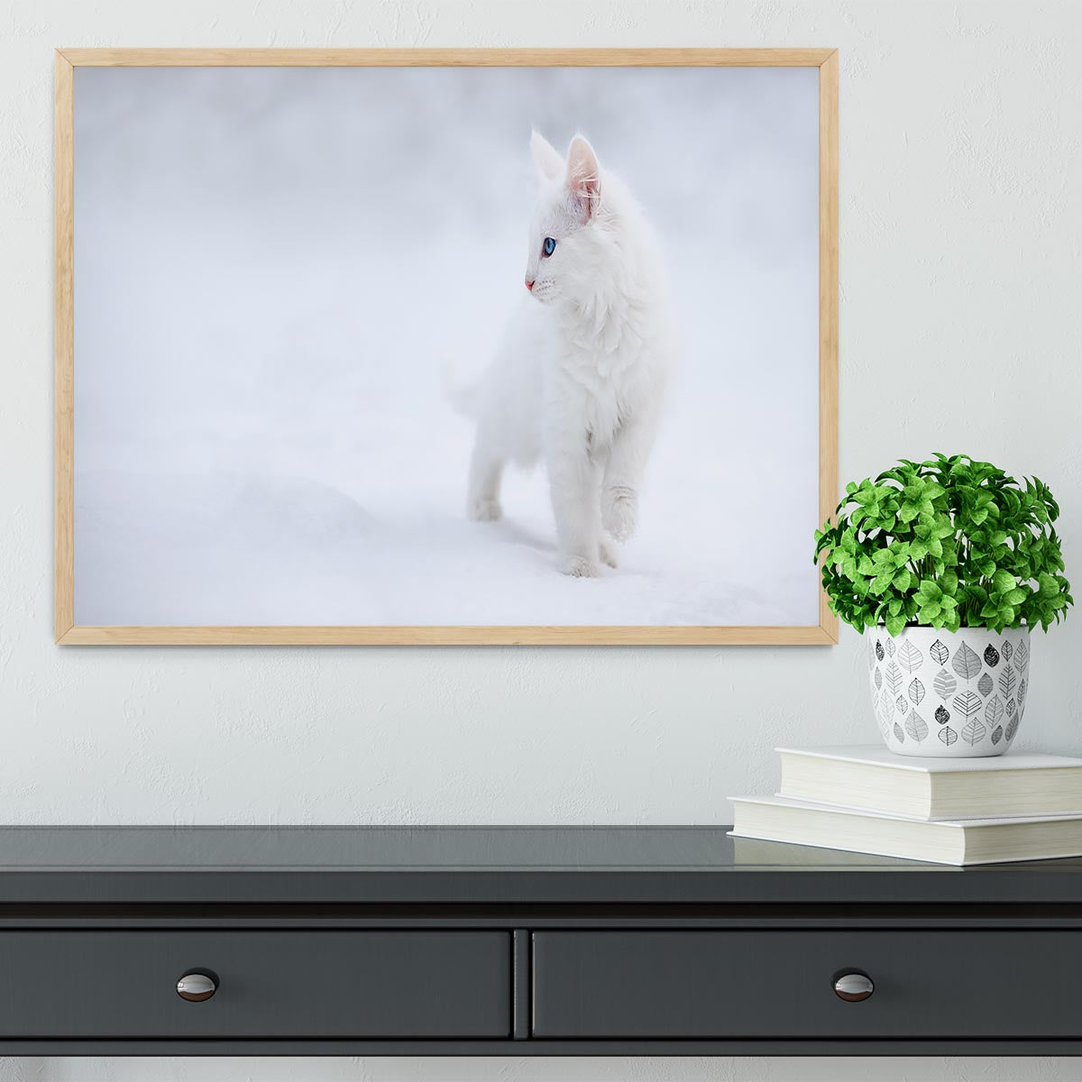 Kitten White as Snow Framed Print - Canvas Art Rocks - 4