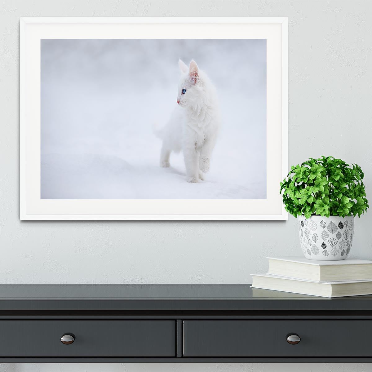 Kitten White as Snow Framed Print - Canvas Art Rocks - 5