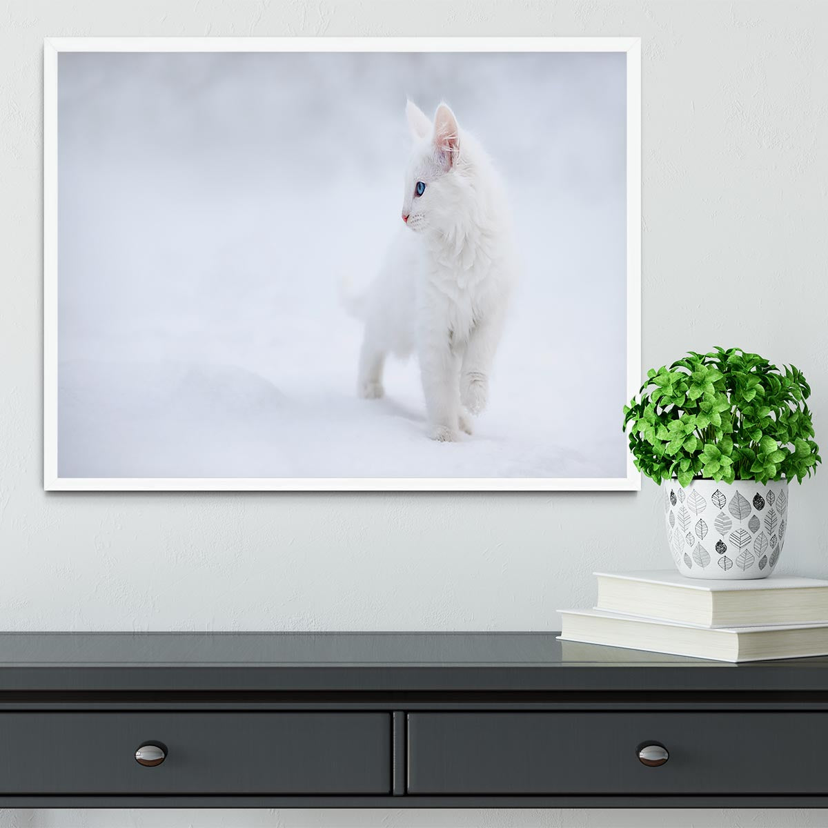 Kitten White as Snow Framed Print - Canvas Art Rocks -6