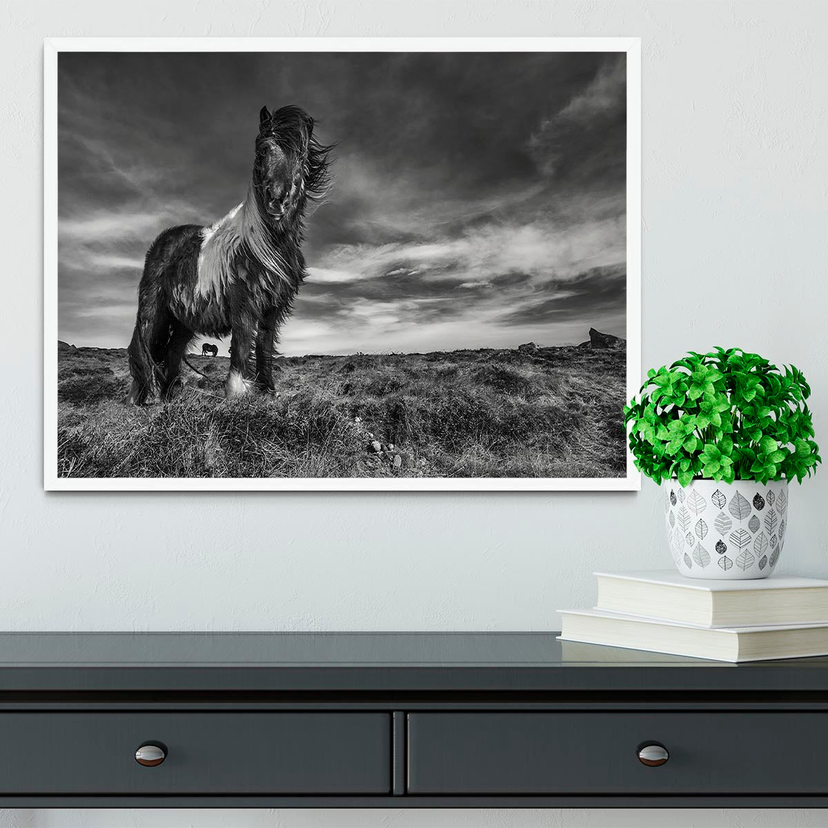 Horse Standing Framed Print - Canvas Art Rocks -6