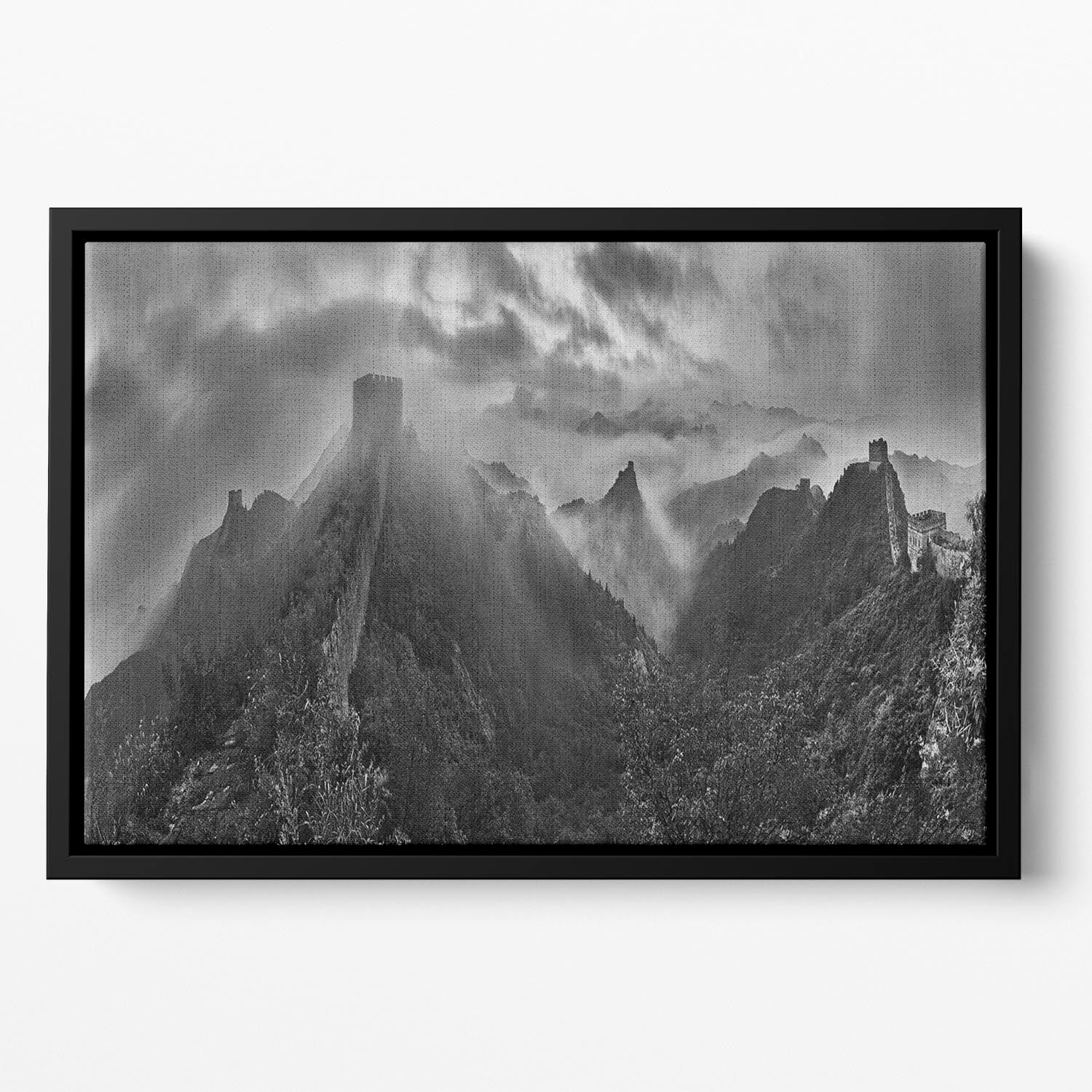 Misty Morning At Great Wall Floating Framed Canvas - Canvas Art Rocks - 2