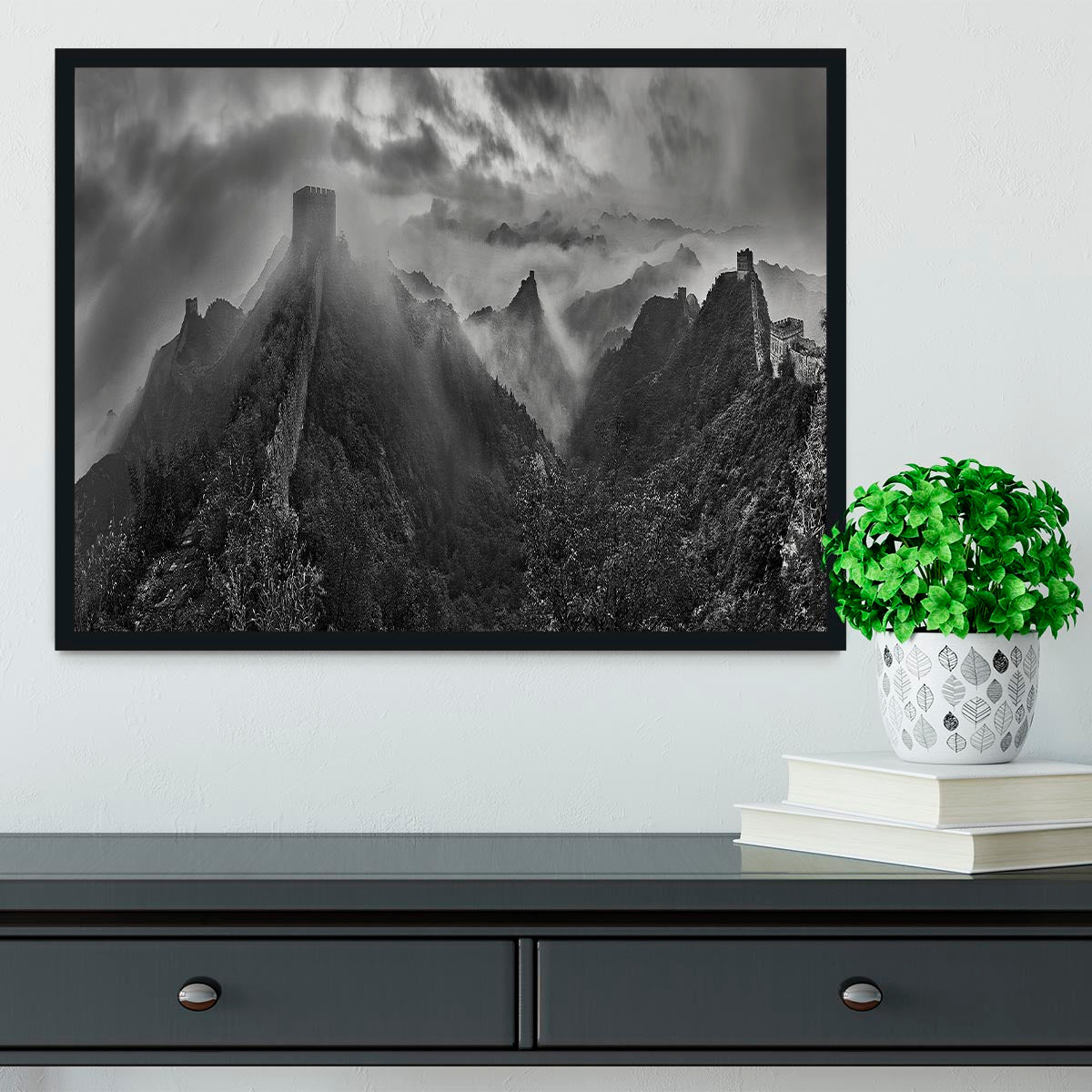 Misty Morning At Great Wall Framed Print - Canvas Art Rocks - 2