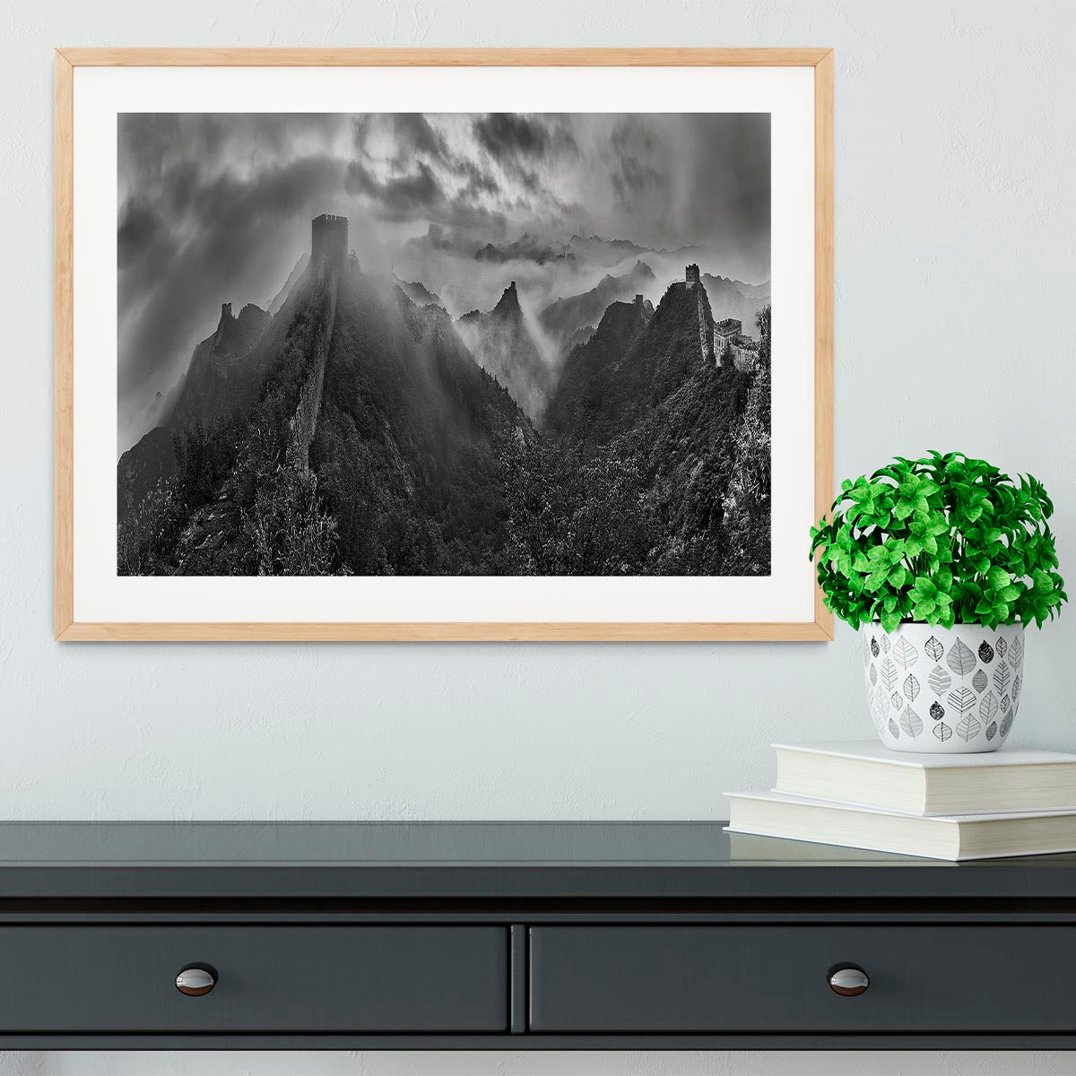 Misty Morning At Great Wall Framed Print - Canvas Art Rocks - 3