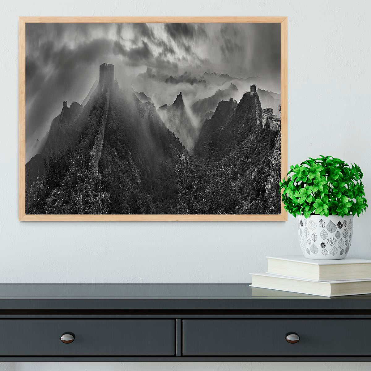 Misty Morning At Great Wall Framed Print - Canvas Art Rocks - 4