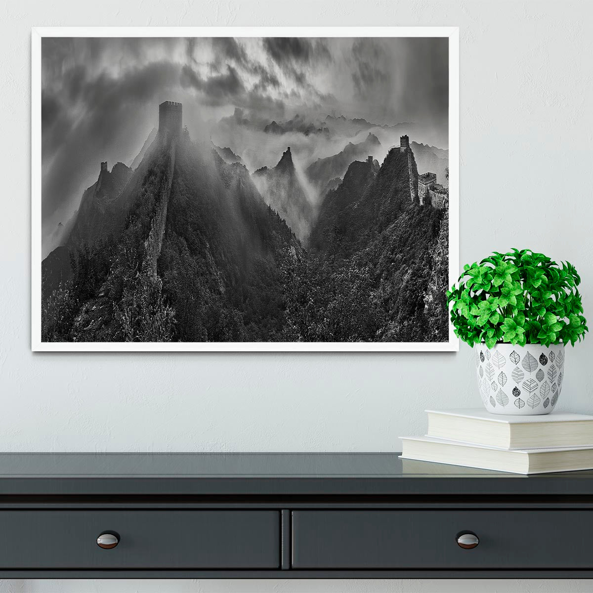 Misty Morning At Great Wall Framed Print - Canvas Art Rocks -6