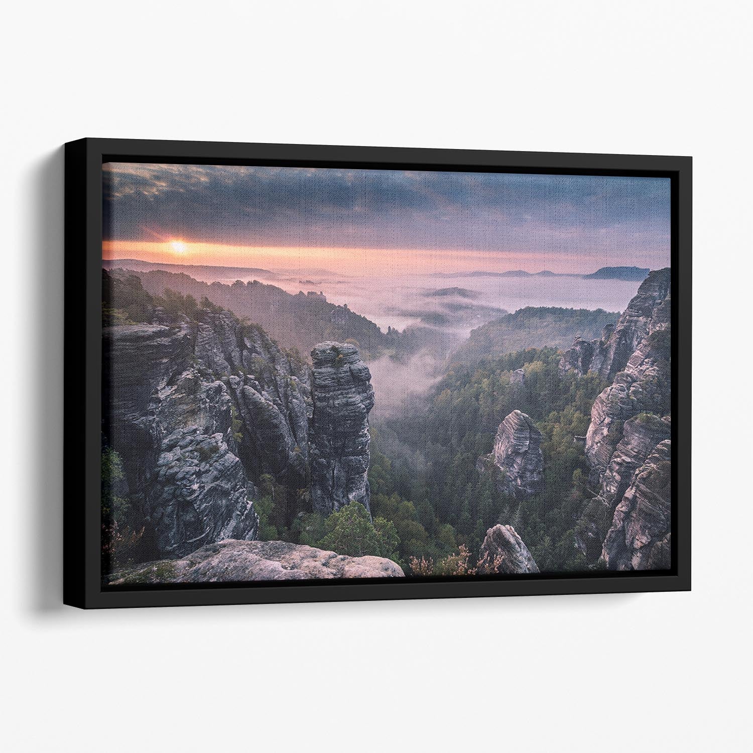 Sunrise On The Rocks Floating Framed Canvas - Canvas Art Rocks - 1