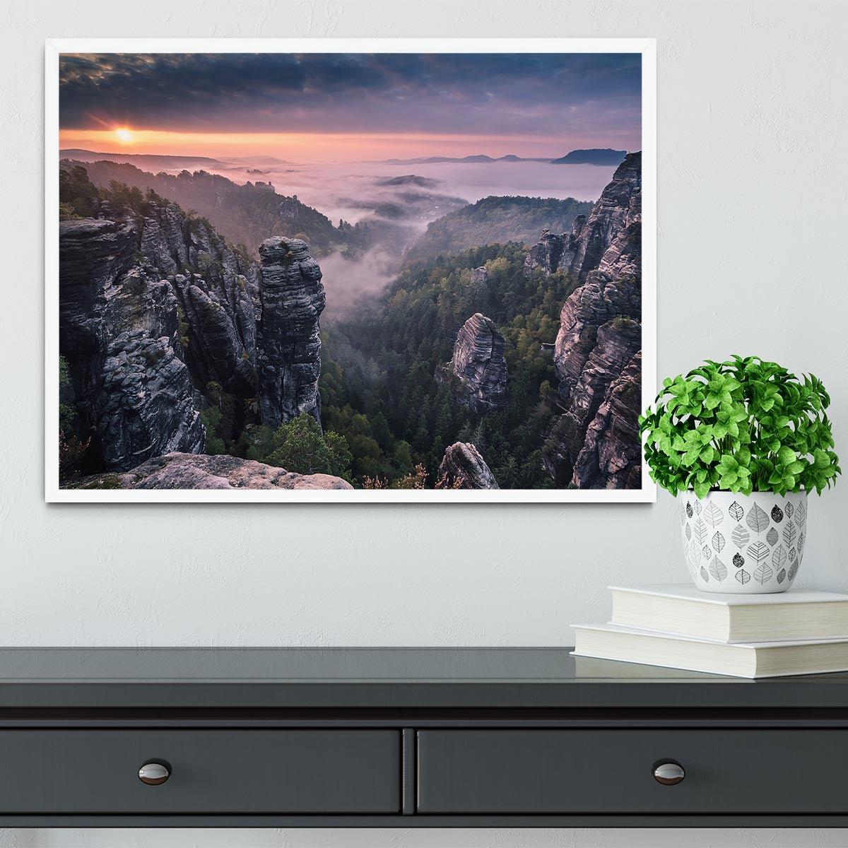 Sunrise On The Rocks Framed Print - Canvas Art Rocks -6