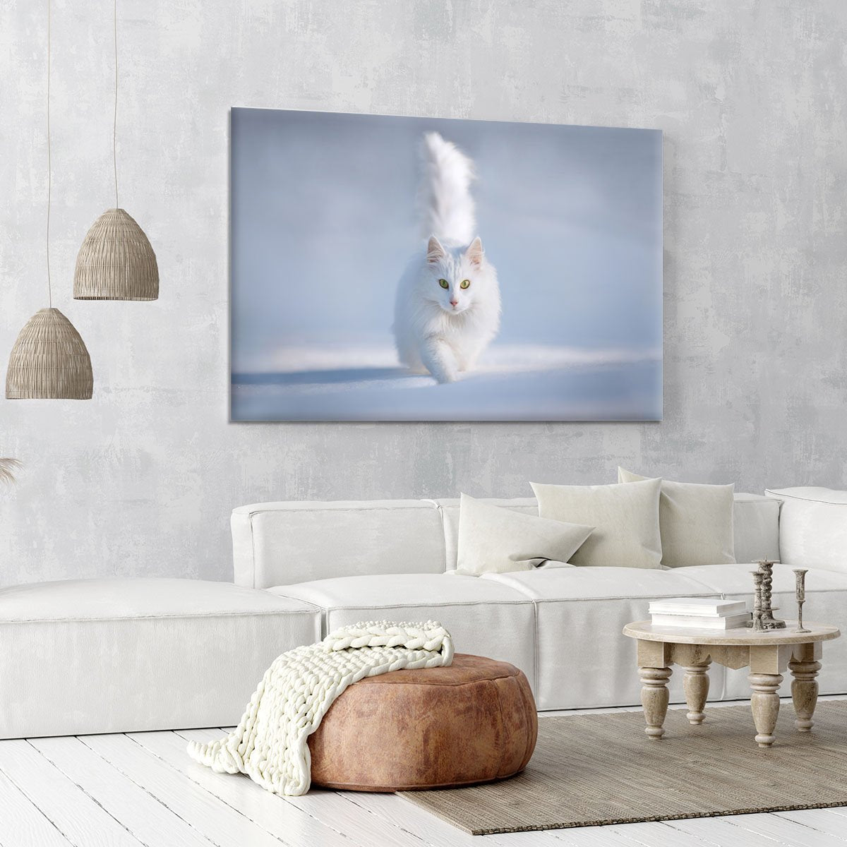 White Kitten Running In Snow Canvas Print or Poster - Canvas Art Rocks - 6