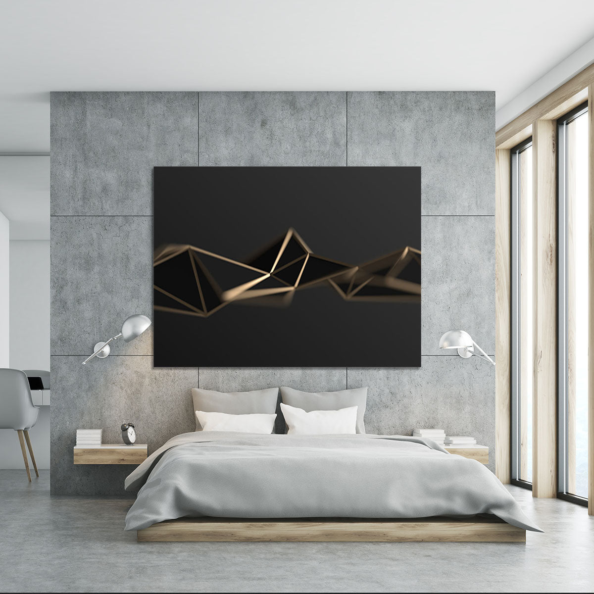 3D Gold Triangluated Surface Canvas Print or Poster - Canvas Art Rocks - 5