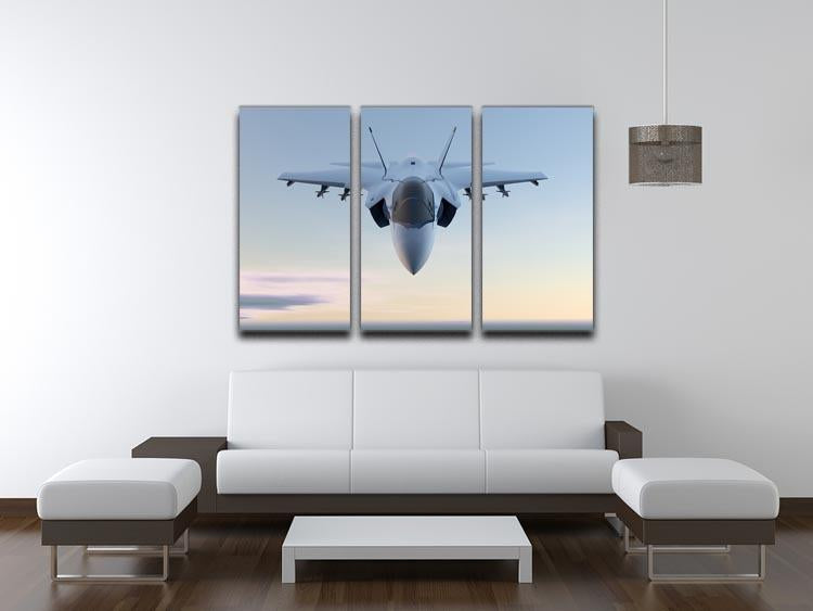 3D Jet F-35 fighter 3 Split Panel Canvas Print - Canvas Art Rocks - 3