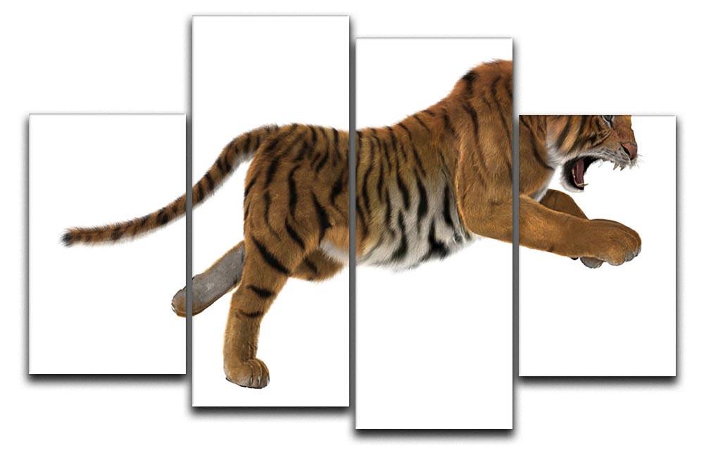 3D digital render of a hunting big cat 4 Split Panel Canvas - Canvas Art Rocks - 1