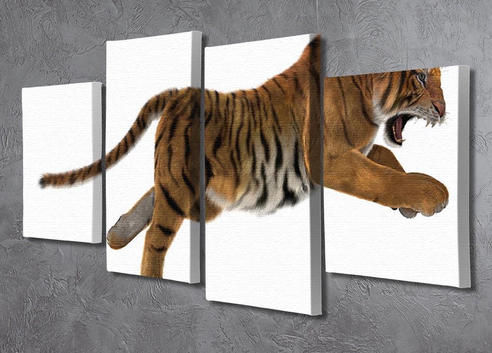 3D digital render of a hunting big cat 4 Split Panel Canvas - Canvas Art Rocks - 2