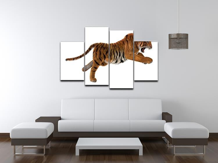 3D digital render of a hunting big cat 4 Split Panel Canvas - Canvas Art Rocks - 3