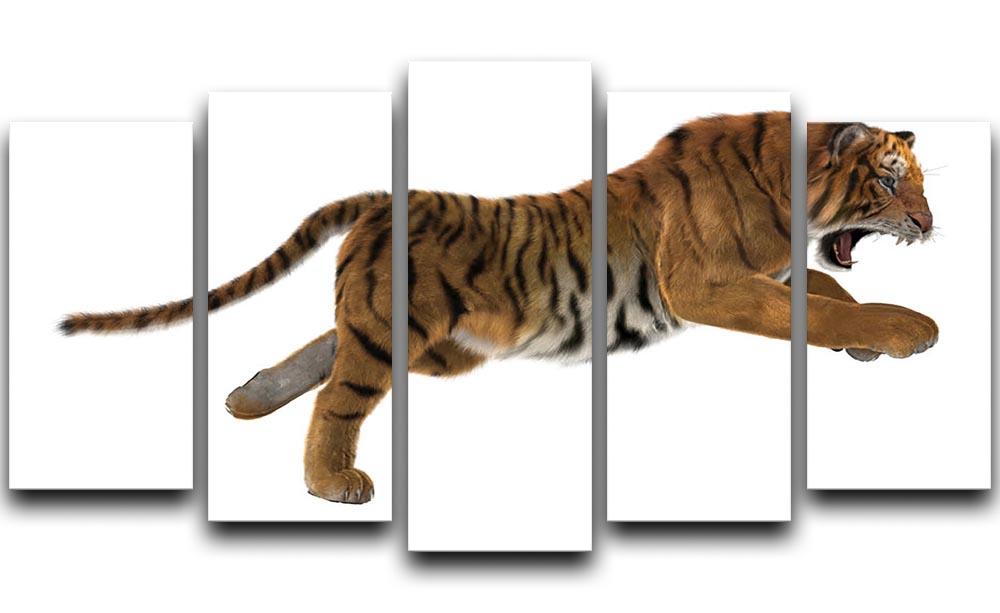 3D digital render of a hunting big cat 5 Split Panel Canvas - Canvas Art Rocks - 1