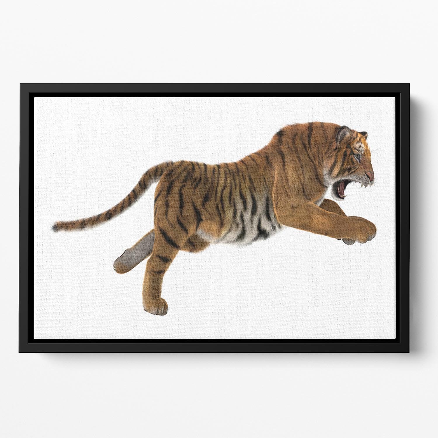 3D digital render of a hunting big cat Floating Framed Canvas - Canvas Art Rocks - 2