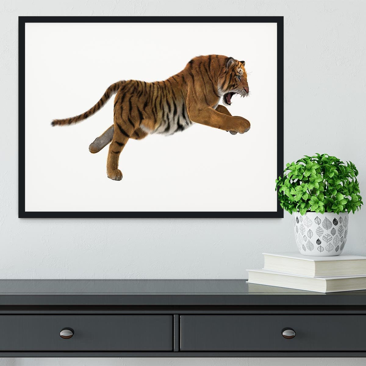 3D digital render of a hunting big cat Framed Print - Canvas Art Rocks - 1
