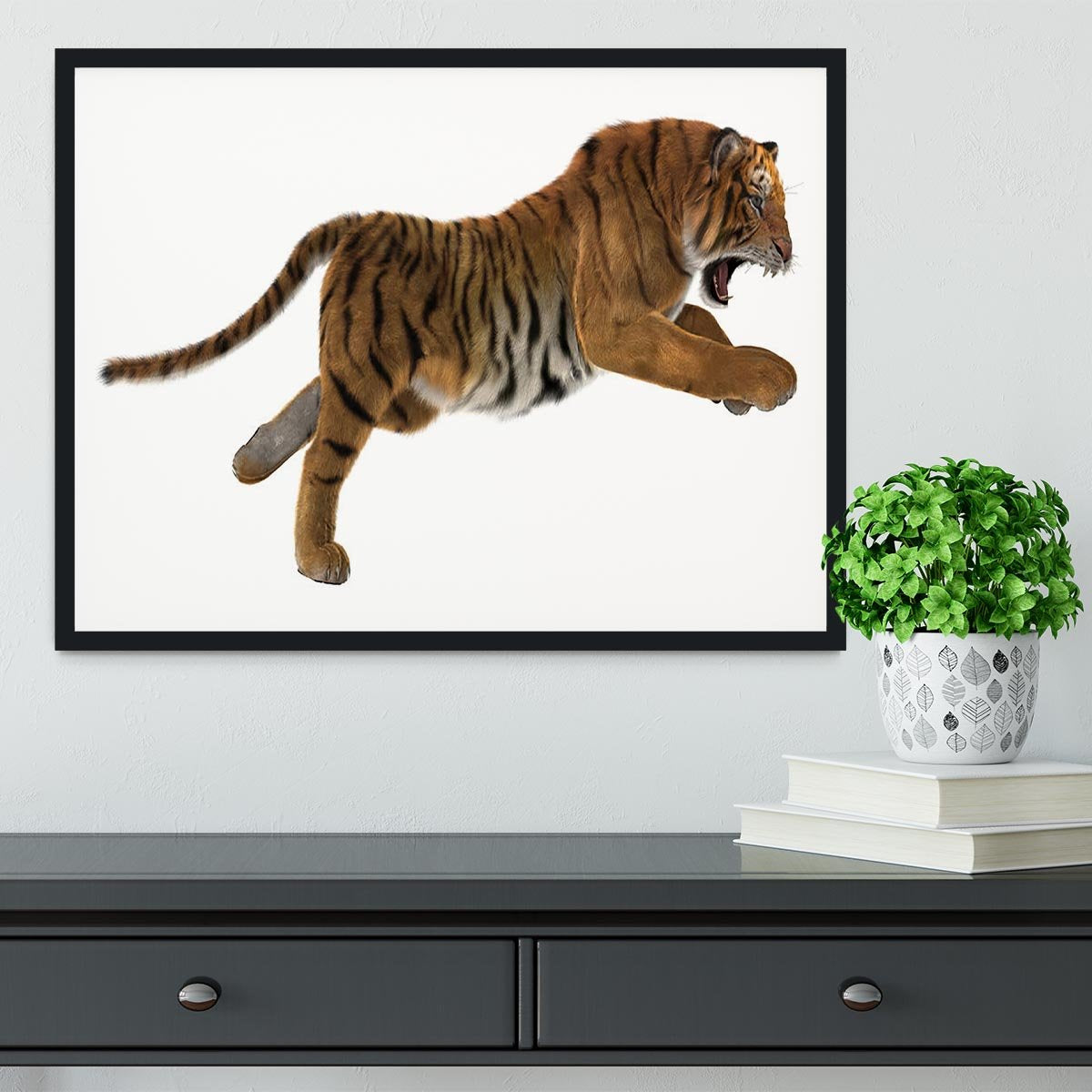 3D digital render of a hunting big cat Framed Print - Canvas Art Rocks - 2