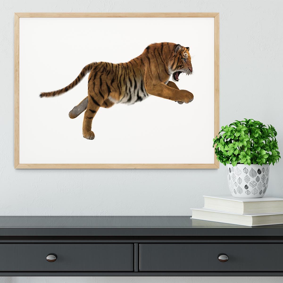 3D digital render of a hunting big cat Framed Print - Canvas Art Rocks - 3