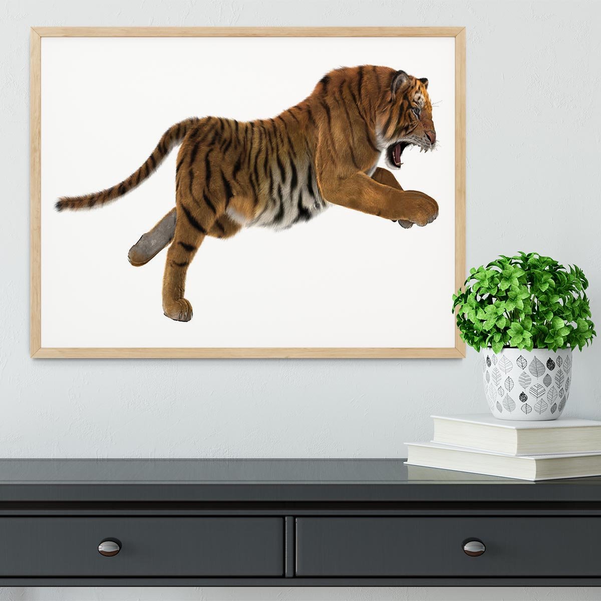 3D digital render of a hunting big cat Framed Print - Canvas Art Rocks - 4