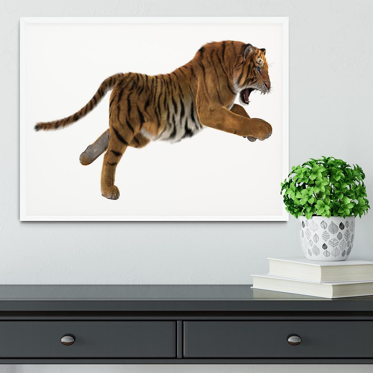 3D digital render of a hunting big cat Framed Print - Canvas Art Rocks -6