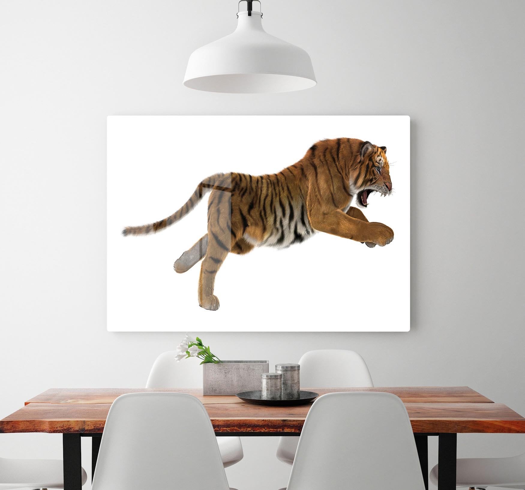 3D digital render of a hunting big cat HD Metal Print - Canvas Art Rocks - 2