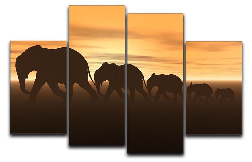 3D render of elephants 4 Split Panel Canvas - Canvas Art Rocks - 1