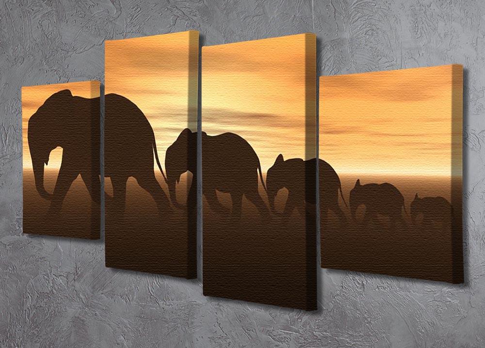 3D render of elephants 4 Split Panel Canvas - Canvas Art Rocks - 2
