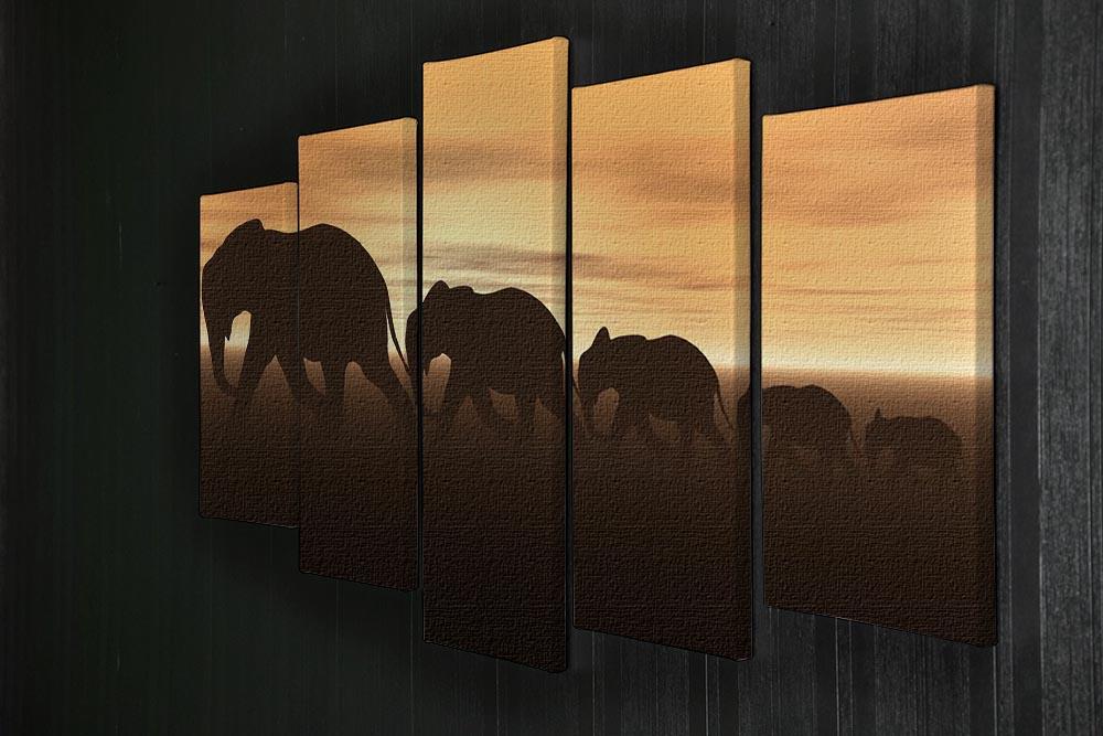 3D render of elephants 5 Split Panel Canvas - Canvas Art Rocks - 2