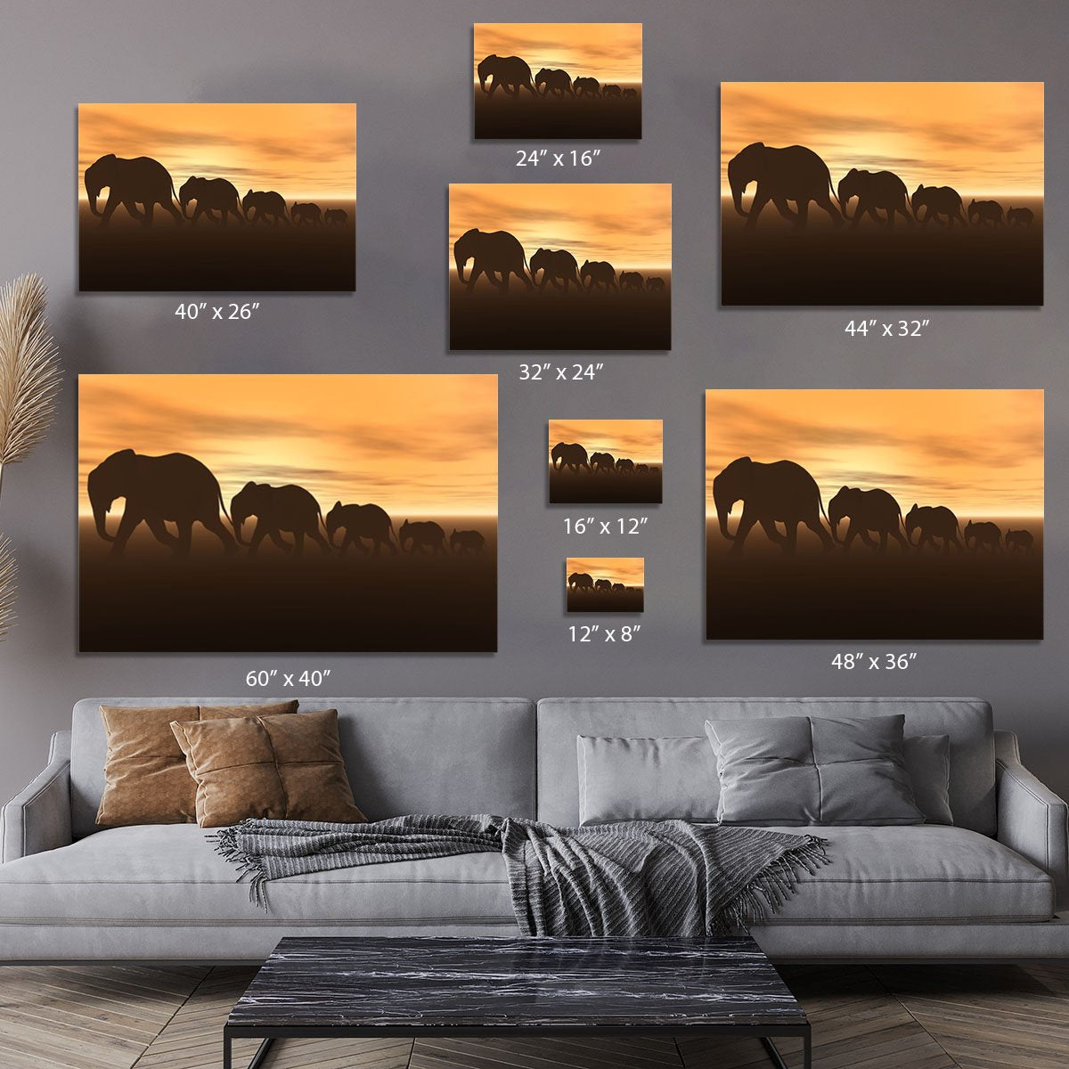 3D render of elephants Canvas Print or Poster