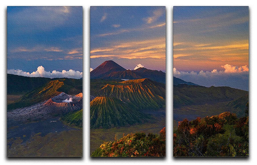 Volcano Dawn 3 Split Panel Canvas Print - Canvas Art Rocks - 1