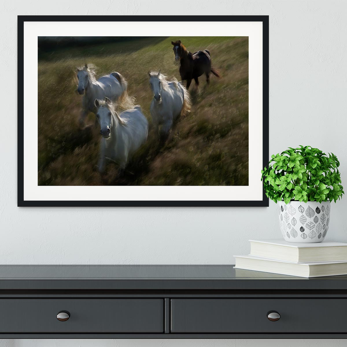Horses Gallop in Framed Print - Canvas Art Rocks - 1