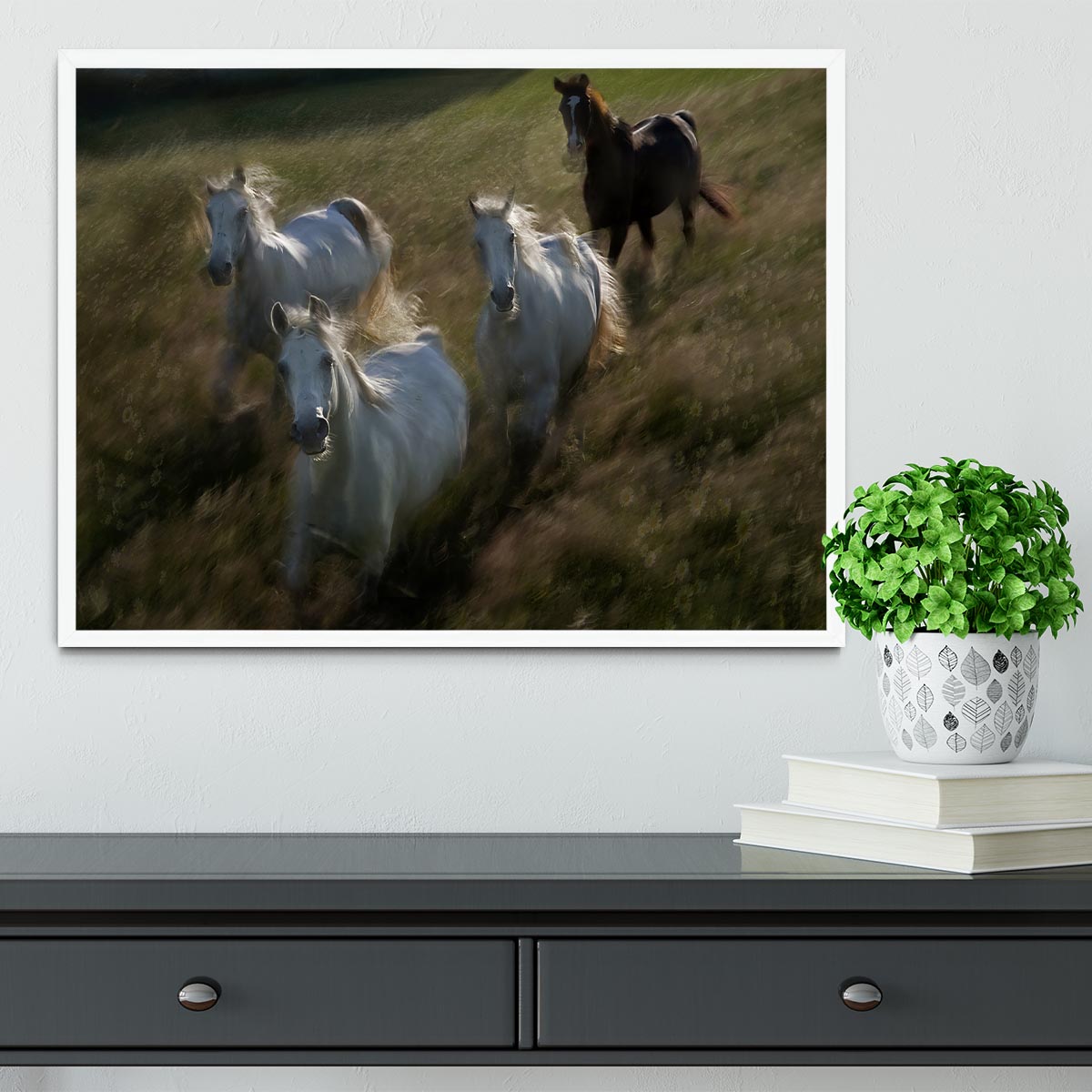 Horses Gallop in Framed Print - Canvas Art Rocks -6