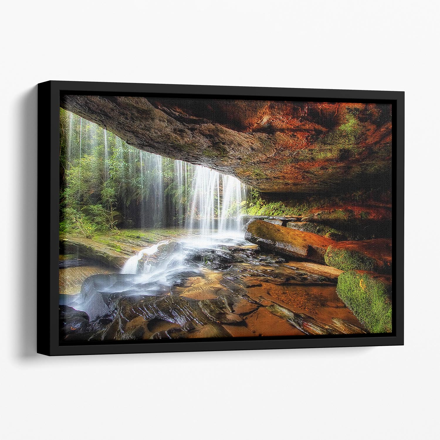 Under The Ledge Floating Framed Canvas - Canvas Art Rocks - 1