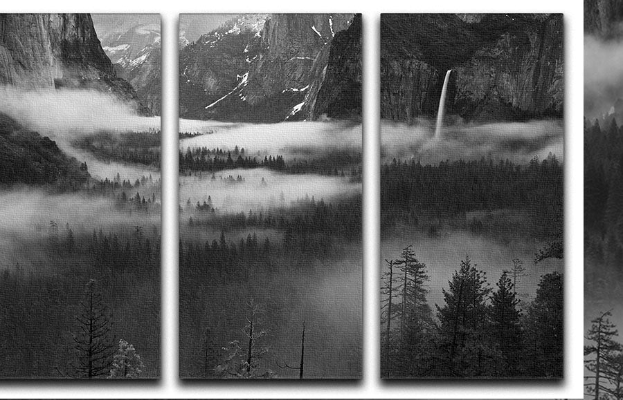 Fog Floating In Yosemite Valley 3 Split Panel Canvas Print - Canvas Art Rocks - 1